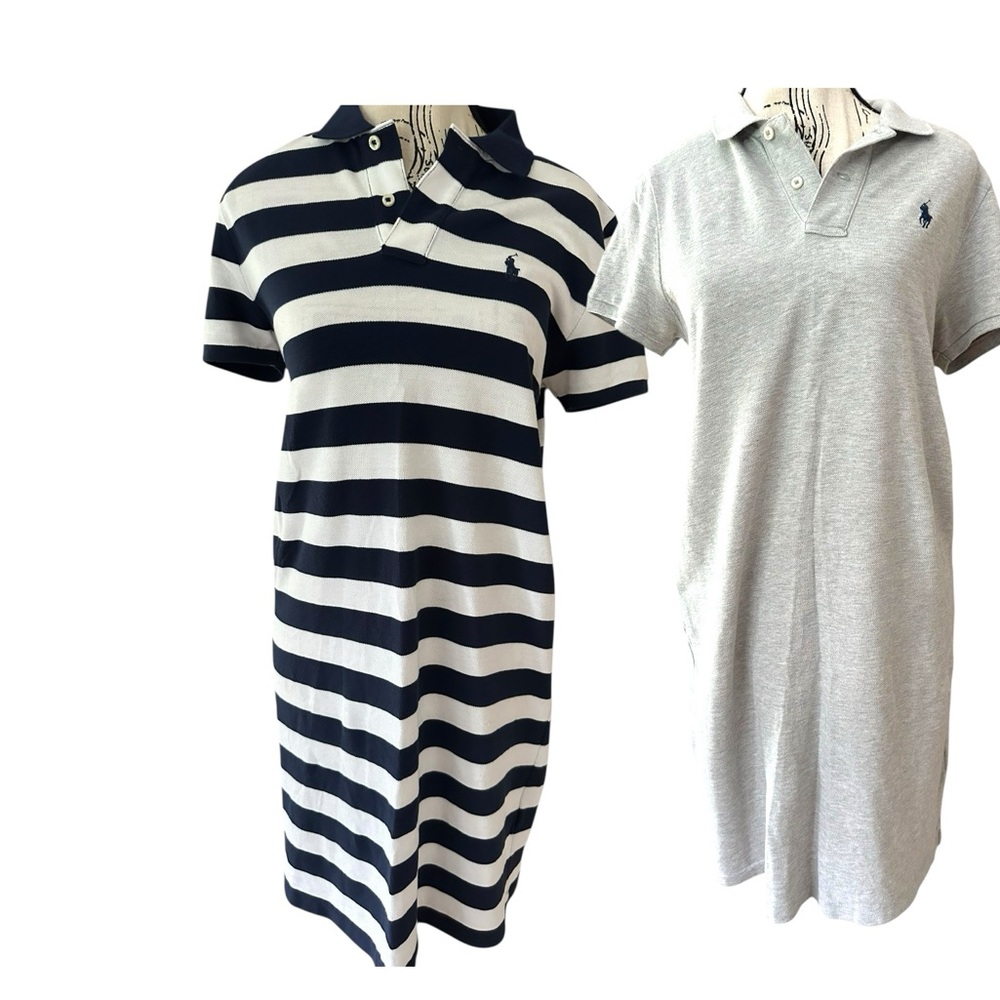 Polo by Ralph Lauren Navy & White Striped Mini Dress and Heather Gray Polo Dress